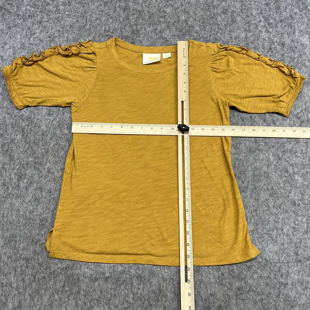 Maeve Shirt Womens XS Yellow Puff Sleeve Ruffle Tee Top Anthropologie Cotton - Picture 9 of 15